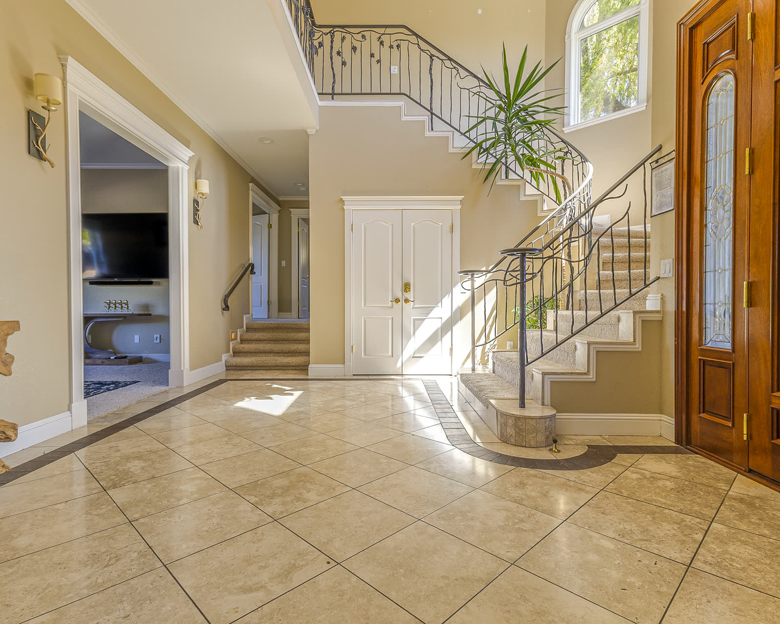 The entry hall and staircase